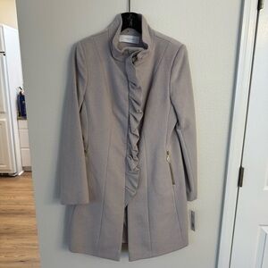 NWT T Tahari Gray Ruffled Women's Coat